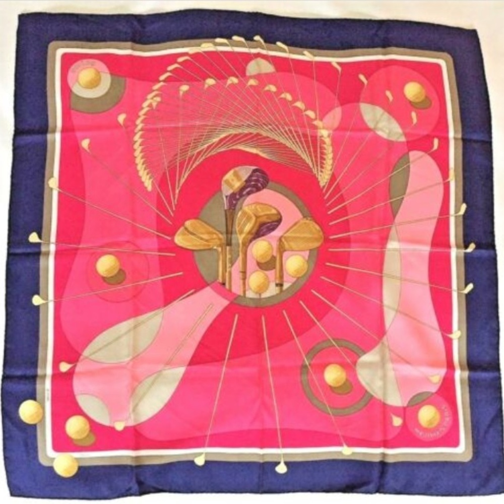 Hermes Vtg Silk Scarf Swing Golf Abadie Design